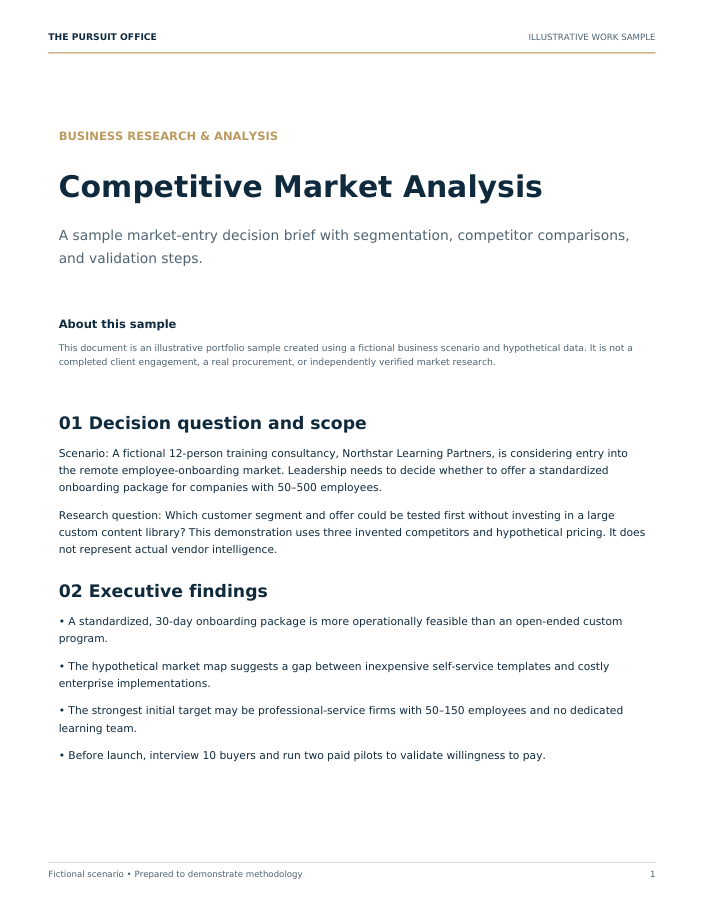First page preview of an illustrative competitive analysis